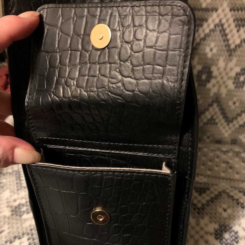 Foley & Corinna Black Croc Leather Shopper Tote - Picture 6 of 16